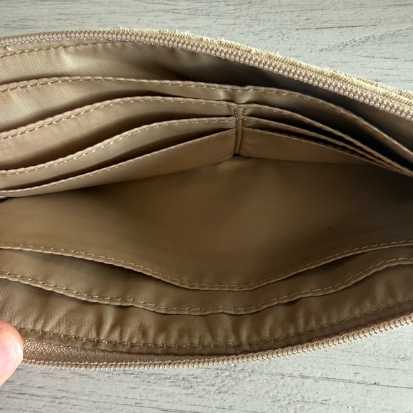 Coach Double Zip Wristlet | Signature C Jacquard | Cream & Beige - Picture 6 of 12